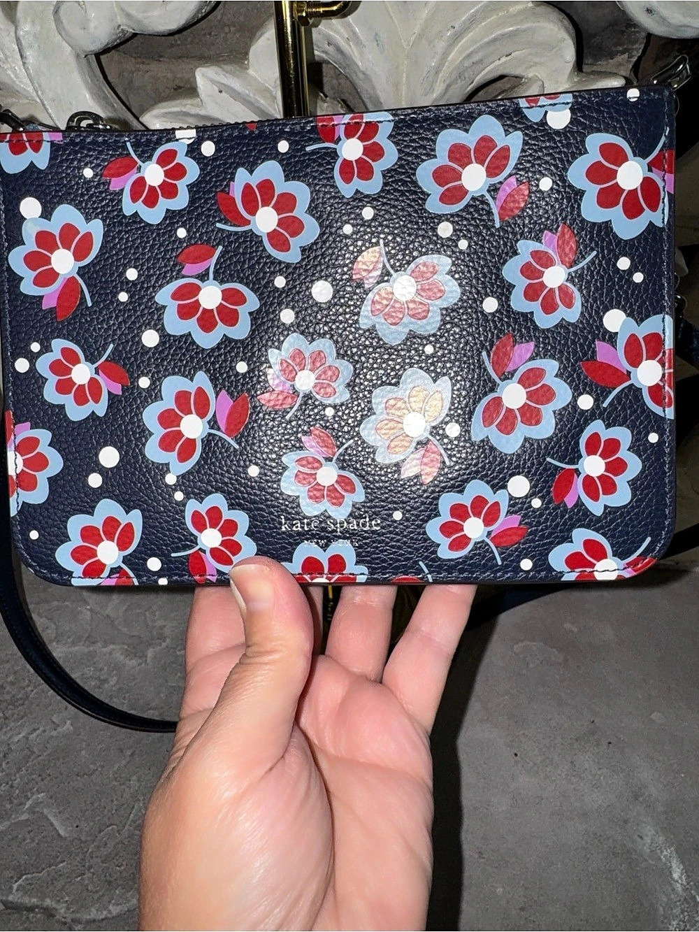 kate spade Floral Crossbody Bag in Blue & Red Like New
